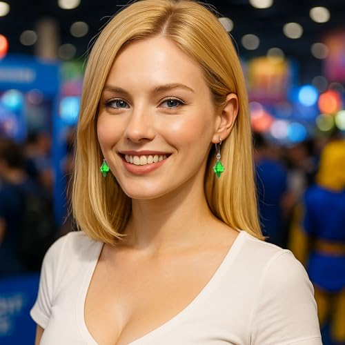 Sims Plumbob Earrings - Green Gem Dangle Earrings2