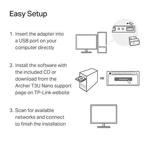 Tp-Link ARCHER T3U NANO Ac1300 2.4G/5G Dual-Band Wireless Network Transceiver Adapter thumb #6