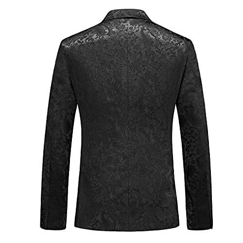 MOGU Mens 2 Piece Double Breasted Tuxedo Slim Fit Jacquard Floral Vintage Groomsmen Wedding Prom Suit2