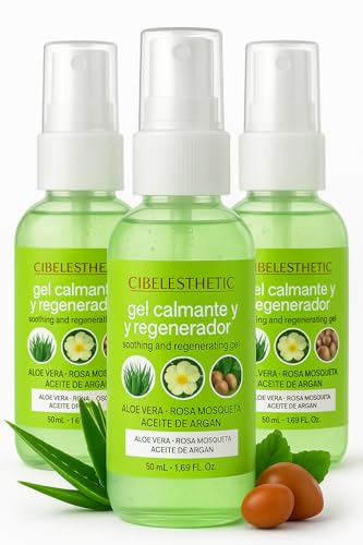 Cibelesthetic - Gel Calmante y Regenerador con Aloe Vera, Rosa Mosqueta y Aceite de Argán – Pack de 3ud x 50ml
