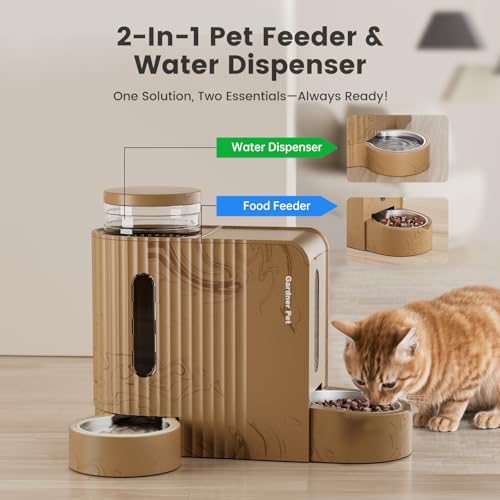 Gardner Pet Gravity Automatic 2-in-1 Pet Feeder, 0.8 Gallons*2 Cat Feeder and Water Dispenser Set, 100% BPA-Free and Stainless Steel Water Bowl for Dogs, Cats, Rabbits, Puppies (Light Woodgrain) - Image 3