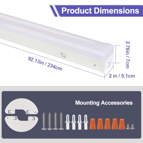 Bekada 8FT LED Linear Light Fixtures 4Pack, 90W/70W/60W, 3500K/4000K/5000K by Bekada - Used condition - Image 6