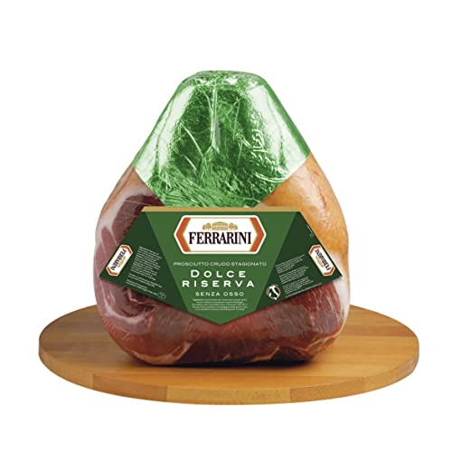 Ferrarini Prosciutto Stagionato Dolce Riserva, Jamón Curado Italiano sin Hueso, Charcutería Tradicional, Peso entre 5,5 Kg y 6,2 Kg
