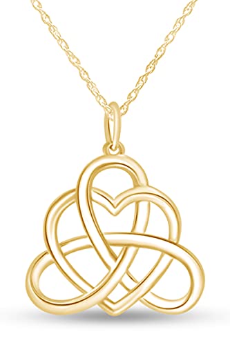 THE JEWEL ZONE Good Luck Irish Triangle Heart Celtic Knot Vintage Pendant Necklace 14k Yellow Gold Over Sterling Silver, 18" Chain