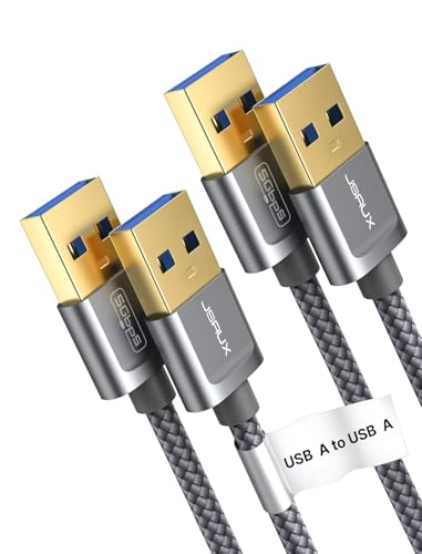 JSAUX USB 3.0 Kabel [2 St&uuml;ck 1M+2M], USB A Stecker auf A Stecker Nylon Verbindungskabel, 5Gbps Super Speed, kompatibel mit HDD, DVD, Drucker, Kameras, Festplattengeh&auml;usen, Laptop usw (Grau)