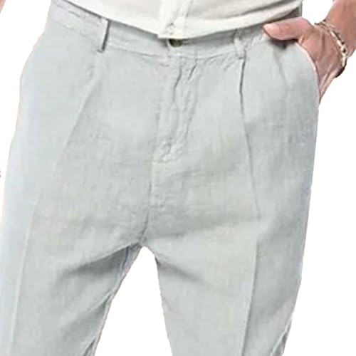 Mens Lightweight Business Linen Trousers Loose Fit Linen Casual Trousers Stretch Dress Pants Slim Fit Pants2