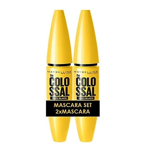 Maybelline New York Schwarze Mascara für kolossales Volumen, Mit Collagen, Wimperntusche im Doppelpack, Volum'Express The Colossal, Black (Schwarz), 2 x 10,7 ml