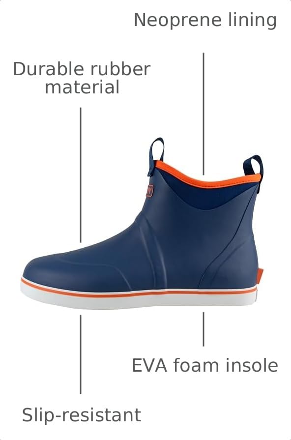 Image of Buoy Boots Men's Waterproof Rubber Fishing & Deck Boots, Ankle Rain Boots