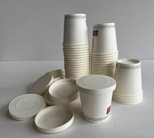 Kit 100 pezzi : 50 bicchieri da caffé 4oz (100/120 ml) + 50 coperchi totalmente in cartoncino Bicchiere di carta 100% biodegradabile da asporto BAR RISTORANTE HOTEL