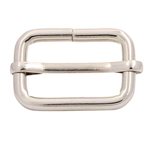BIKICOCO Metal Slide Adjuster Buckle Tri-Glides with Movable Center Bar, for Straps, 1 x 0.6 Inch, Silver, Pack of 30