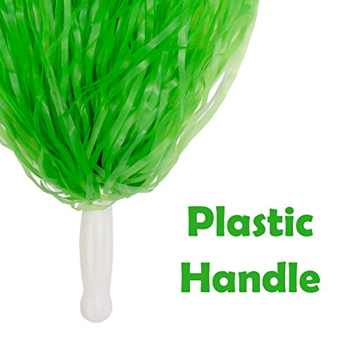 image for Hooshing 12 Pcs Pom Poms Cheerleading Matt Green Pom Poms with Plastic