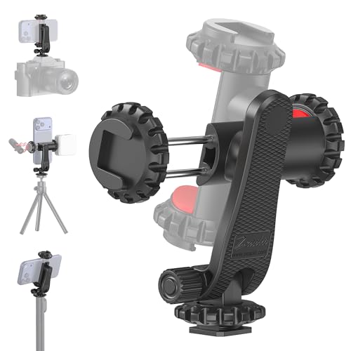 Zeadio Kamera Handy Adapter, Halterung mit Blitzschuh, Selfie-Stick Monopod mit verstellbarem Klammer, geeignet für Canon Nikon DSLR iPhone Samsung...