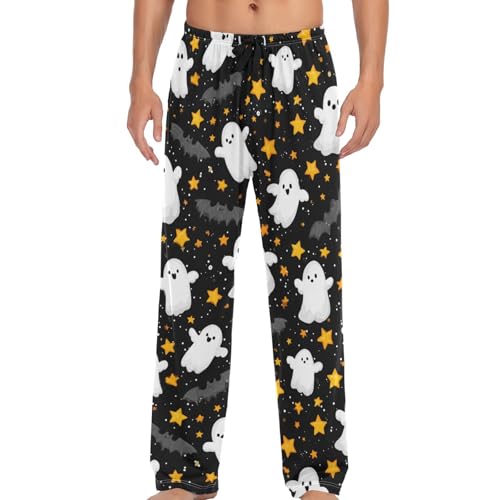 Cute Ghost Boo Pajama Pants Holiday Spider Web Lounge Sleepwear PJs Men's Pajama Bottoms Casual Lightweight Sleep Pants XL
