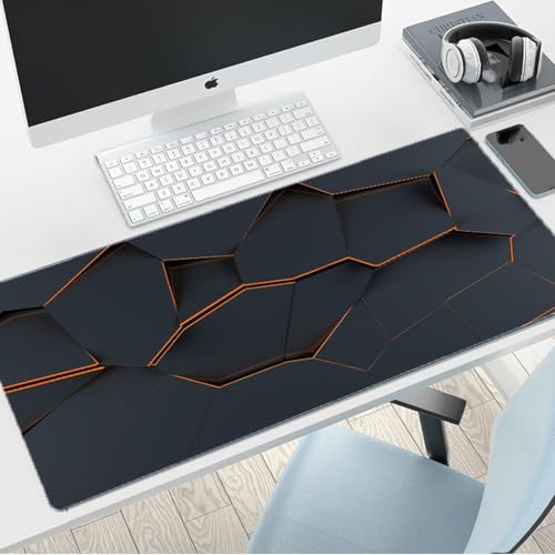 Image of Anti-Slip Extended Mouse Pads Black Geometric Pattern RGB Gaming Rubber Mouse Pad /Desk Mat for Laptop and Computer (30cm x 80cm)
