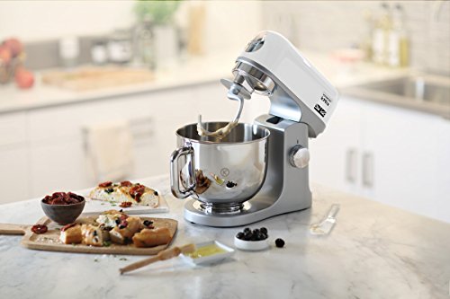 Kenwood KMX750WH KMIX Planetary Mixer with 5L Steel Handled Bowl, 3 Mixing Hooks, 1000W Power, Customizable with Over 20 Accessories Purchasable Separately, White