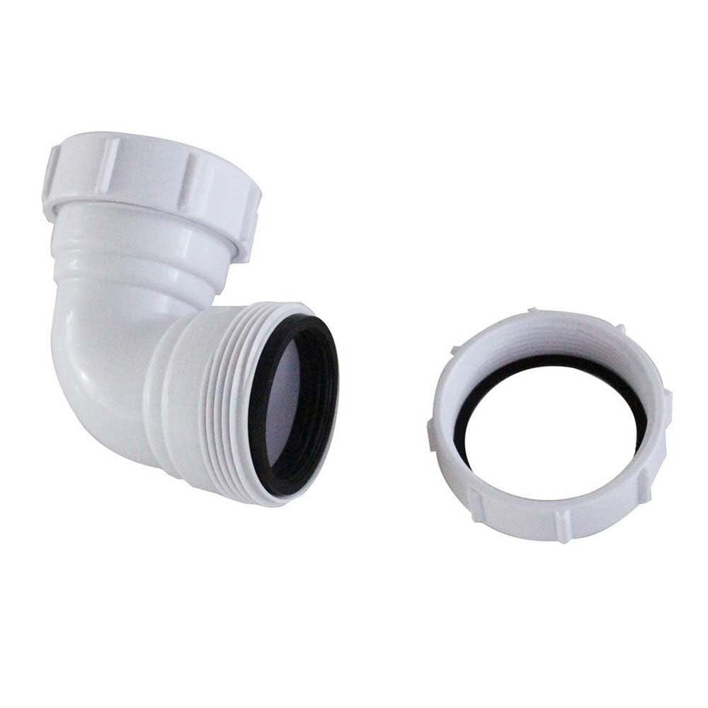Hatoolha White Pipe Connector 40Mm Pvc Pipe Adapter Bath Waste Pipe Joiner Waste Compression Fittings For Bath, Kitchen Sink, Shower Tray And So On (Right Angle 40Mm)
