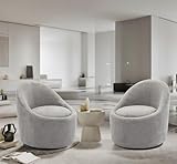 COLAMY Swivel Chair Set of 2, 360 Degree Cuddle Barrel Chairs with Hidden Storage, Modern Small Round Accent Chair, Single Sofa Chairs for Living Room, Bedroom, Office-LightGrey