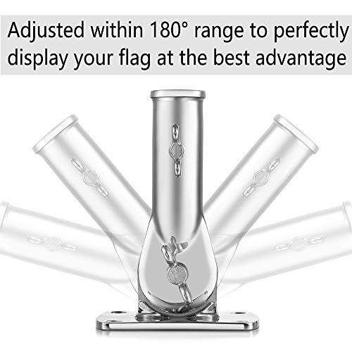 Zomchain Flag Pole Bracket, Flag Pole Holder - 316 Marine Grade Stainless Steel, Heavy Duty For 1Inch Flag Pole Mount #TOP2