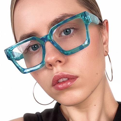 Image of livho Oversized Eyewear Frame for Woman and Men - Rectangle Fashion Glasses for Computer, Chic Preppy Frame