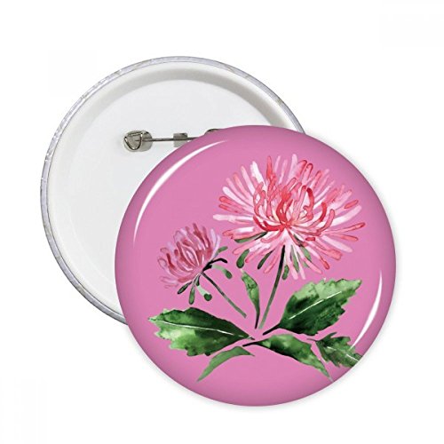 Pins badge rond aquarelle rose chrysanthème verdure pour masquer une imperfection ou embellir un tissu