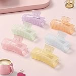 3.5 Inch Medium Hair Accessories - 6 Pack Square and Rectangle Banana Jaw Clips for Women and Girls - Ice Cream - Image 2