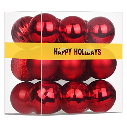 Rose Red 3.2 Large Christmas Balls - Christmas Tree Decoration Ornaments Shatterproof Hanging Balls for Birthday Halloween Holiday Wedding Decorations Set of 18pcs