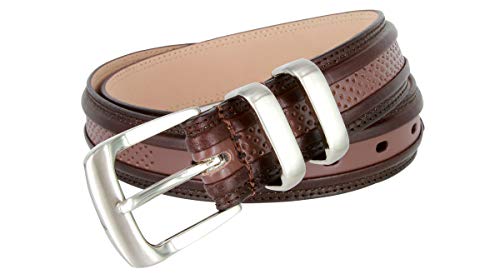Genuine Perforated Center Leather Golf/Dress Belt 1-1/8" Wide3