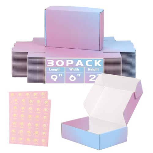 DERZIFUN 30 Pack 9x6x2 Inch Corrugated Packaging Mailer Boxes, Purple Shipping Packaging Boxes for Small Business, Recyclable Cardboard Literature Gift Boxes Mailing