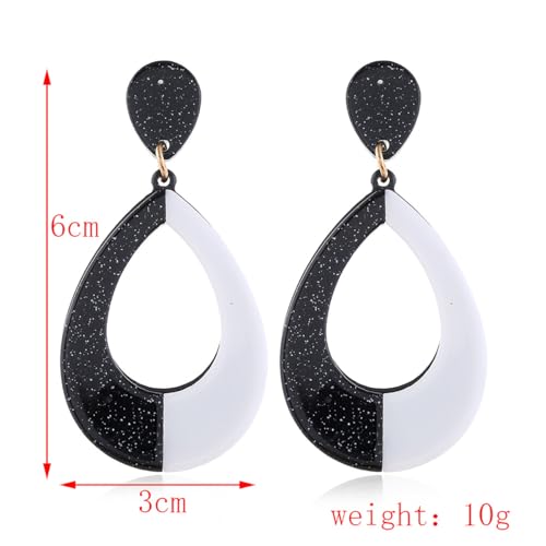 Black White Acrylic Earrings for Women Acrylic Triangular Drop Dangle Earrings Trendy Water Drop Two Tone Stud Earrings Geometric Resin Statement Earrings Jewelry4