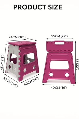 Image of Shah Enterprises Plastic Folding Stool 18 Inch (Pink)