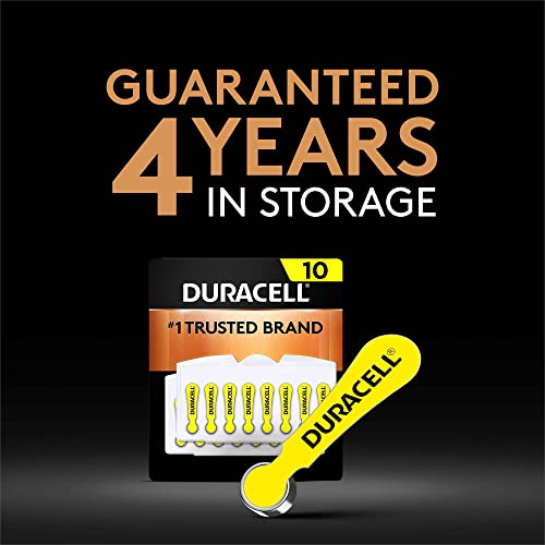 Image of Duracell Hearing Aid Batteries Yellow Size 10, 16 Count Pack, 10A Size Hearing Aid Battery with Long-Lasting Power, Extra-Long EasyTab Install for Hearing Aid Devices