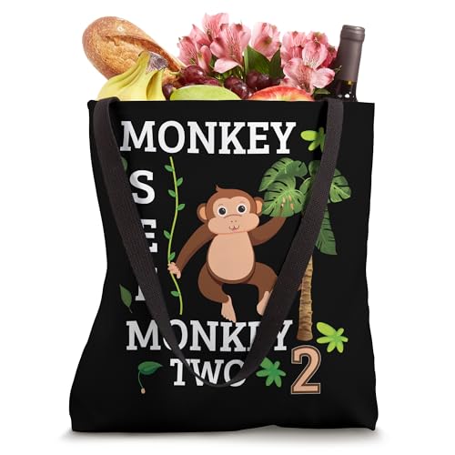 Birthday Party Kids Monkey 2 Year Old Monkey Gift Tote Bag miniatura 4