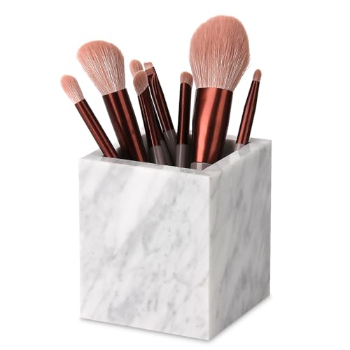 Natural Marble Toothbrush Holder Carrara White 8.5x8.5x10cm