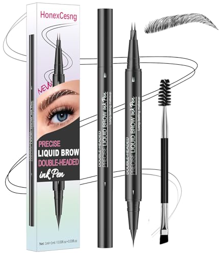Microblading Augenbrauenstift Wasserfest, Eyebrow Pencil 2-in-1 Dual-Ended, Augenbrauenstift Härchenzeichnung, für Langanhaltend Definierte Brauen, Natürliches Make up (Schwarz) Microblading Augenbrauenstift Wasserfest, Eyebrow Pencil 2-in-1 Dual-Ended, Augenbrauenstift Härchenzeichnung, für Langanhaltend Definierte Brauen, Natürliches Make up (Schwarz)