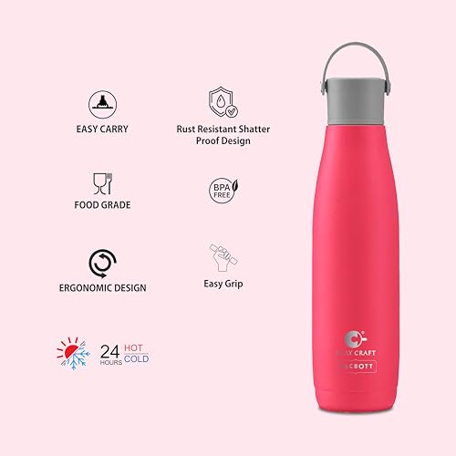 Image of Clay Craft VACBOTT Fresco Double Walled|18 Hours Hot and 24 Hours Cold Water Bottle Vacuum Insulated Flask Bottle 800 ml|1 Pcs Steel Bottle|Travelling|BPA-Free|BIS Certified|1Year Limited Warranty