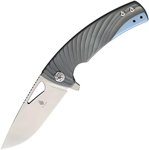 Kizer Cutlery Kyre 3.375" Flipper Textured Ti Satin Plain Folding Camping Knives, Blue