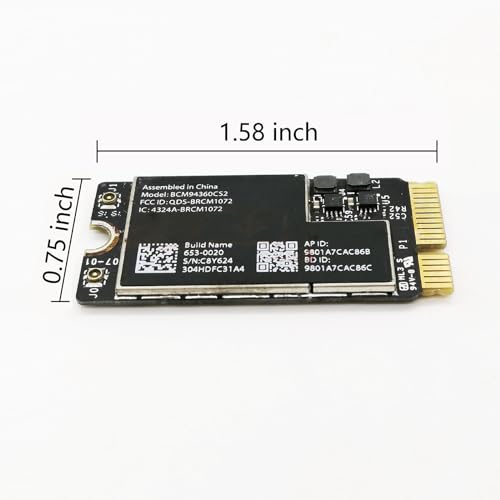 BCM94360CS2 WiFi Bluetooth Airport Wireless Card 661-7465, 661-7481, 653-0023 Replacement for MacBook Air 11