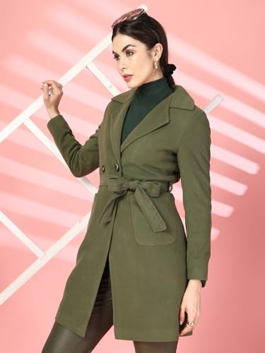 Image of CHKOKKO Women Classic Long Winter Coat Double Breasted | Knee Length Design with a Sophisticated Spread Collar and Convenient Front Pockets for All Occasions