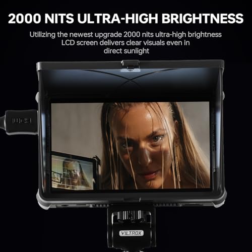 Camera Field Monitor 2000nit HD 1920x1080 IPS Touch Screen with 3D LUT Touch Screen 4K HDMI Camcorder DSLR Cameras Video Monitors with Sunshade Hood/np-f550 Battery VILTROX DX-3 6inch Kit