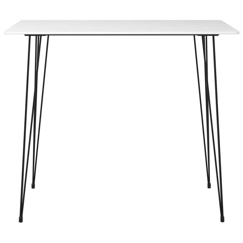 Juego de 5 barras blancas con mesa de comedor y taburetes de metal apilables para cocinas modernas, salón o gastronomía, ahorra espacio, extensible, resistente, fácil de limpiar