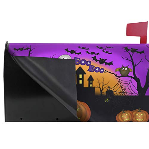 Image of Wamika Happy Halloween Pumpkin Gost Trick or Treat Mailbox Covers Large Ghost Owl Bat Castle Boo Purple Magnetic Mail Cover Letter Post Box Oversized 25.5 inch L X 21 inch W