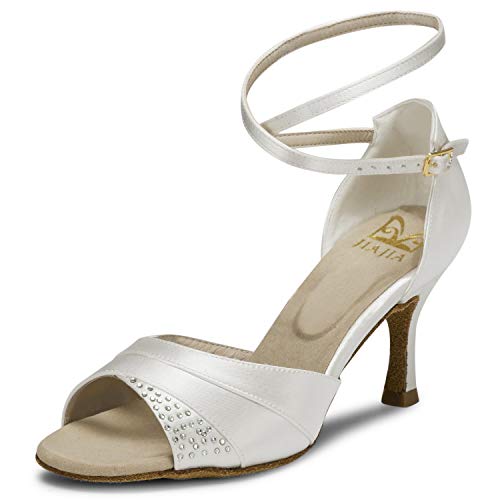 JIAJIA 20522 Women's Satin Sandals Flared Heel Latin Salsa Performance Dance Shoes2