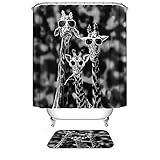 Dodou Lovely Giraffe Bathroom Decor Shower Curtain Waterproof Fabric Polyester Set with Hooks（72''W