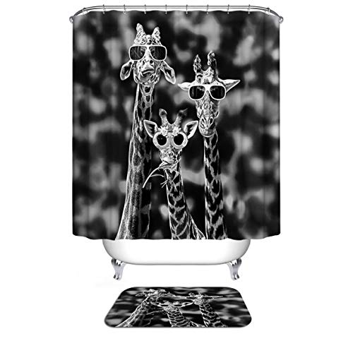 Dodou Lovely Giraffe Bathroom Decor Shower Curtain Waterproof Fabric Polyester Set With Hooks（72''Wx72''H ） #TOP6