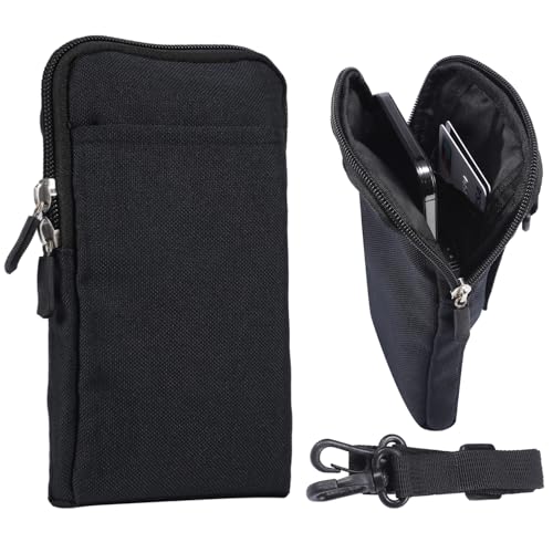 Pochette Ceinture Telephone Portable Homme Noir, Petit Sac à Bandoulière Homme, 6.5 IN Femme Homme Universel Sacoche de Ceinture Travail Pochette Telephone...