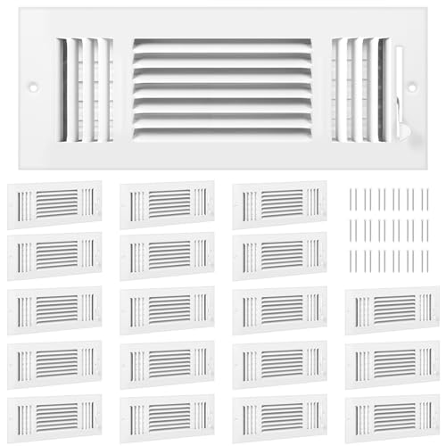 Zonon 18 Pcs Air Ceiling Vent Covers 3 Way Sidewall Wall Ceiling Register Air Conditioner Vent Cover Solid Steel HVAC for Home, Bathroom, Office, Toilet (12 x 4 Inch,White)