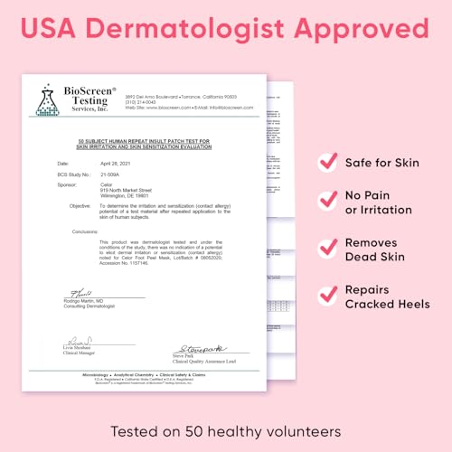 CÉLOR Foot Peel Mask - Foot Mask for Baby Soft Skin - Remove Dead Skin, Dry, Cracked Feet & Callus, Foot Spa, Made with Aloe Vera Extract for Women and Men (2 Pairs) | Strawberry & Aloe