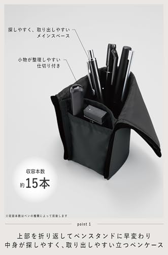 Image of KOKUYO Neo Critz Pen Case, Regular Size, Black x Black, Japan Import (F-VBF180-1)