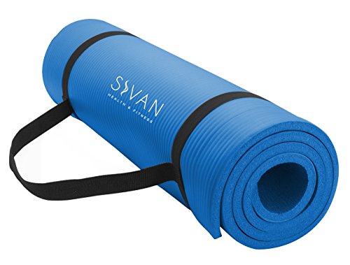 Sivan Health and Fitness 1/2-InchExtra Thick 71-Inch Long NBR Comfort Foam Yoga Mat for Exercise, Yoga, and Pilates (Blue)