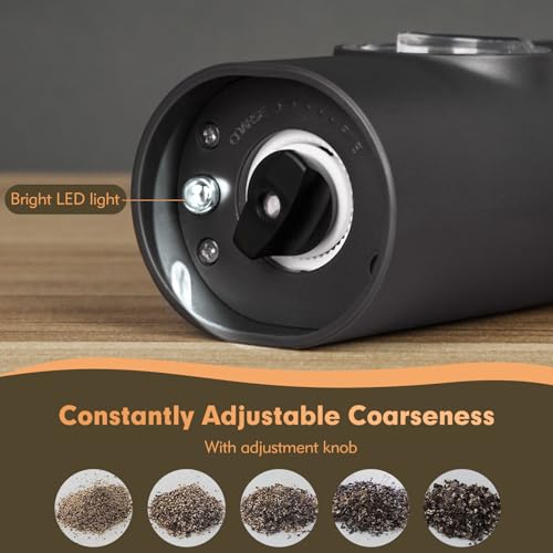 Salz und Pfeffer Mühle Elektrische, SIMPLETASTE 2er Set Gewürzmühlen Batteriebetrieb mit 4 AAA Einstellbarem Keramikmahlwerk